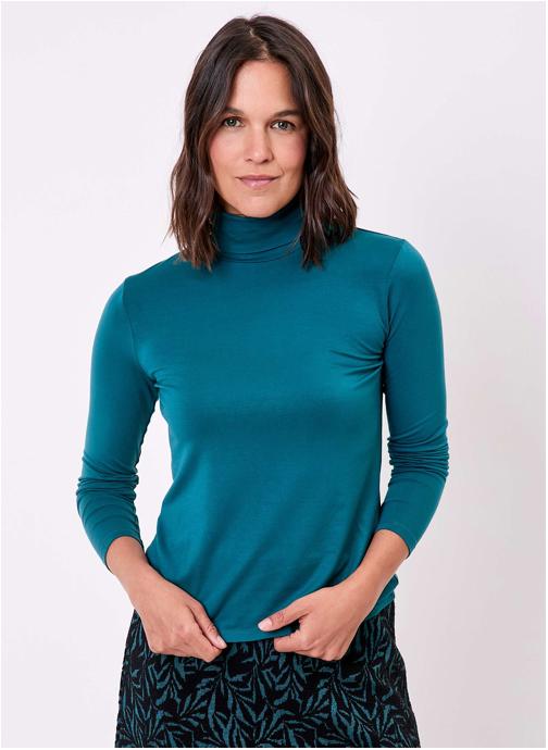 Princesse Nomade Tee-shirts T-shirt col roulé fluide ARON femme bleu