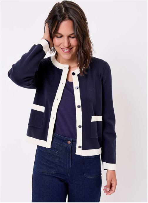 Princesse Nomade Vestes Veste gilet maille compacte ADONIE femme bleu