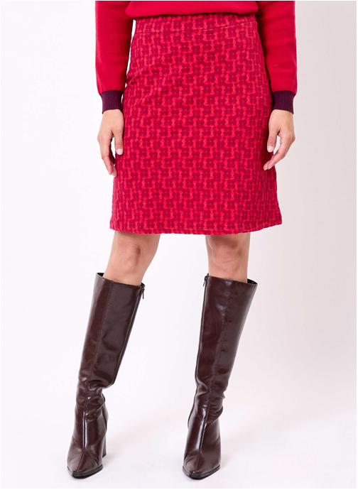 Princesse Nomade Jupes mi-longues Jupe maille courte bio OLI femme rouge