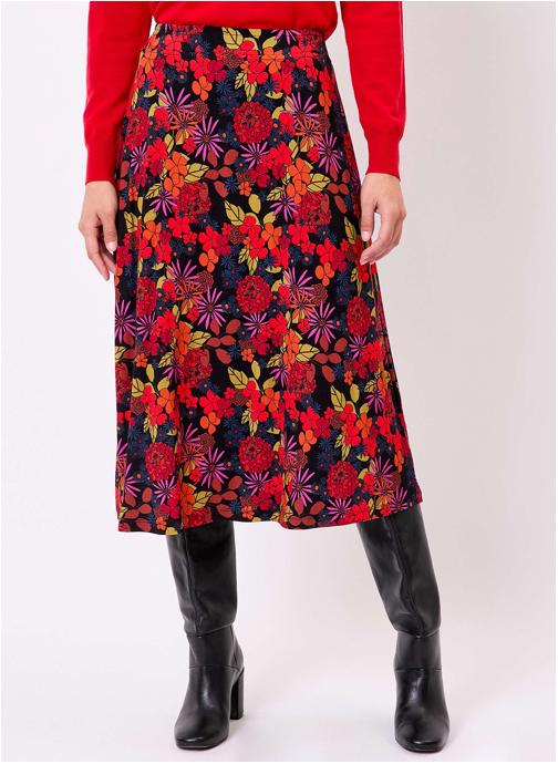 Princesse Nomade Jupes mi-longues Jupe midi imprimée maille fluide évasée ELINA femme multicolore