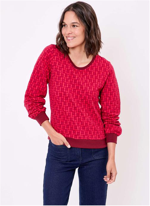 Princesse Nomade Sweats à capuche Sweat col rond maille jacquard bio BASILIE femme rouge