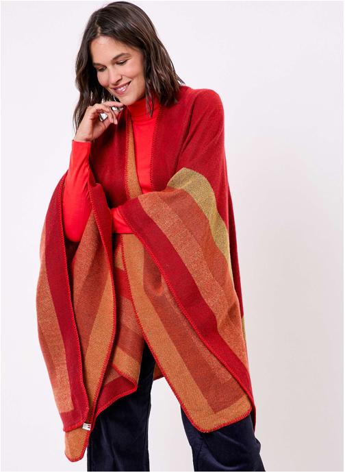 La Fiancée Vestes Poncho imprimé réversible WALDO femme rouge