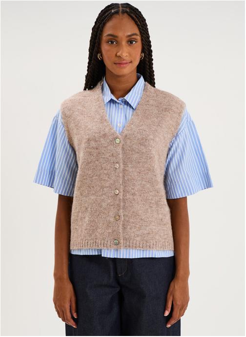 Naf Naf Gilets NAF3_KELLY femme beige