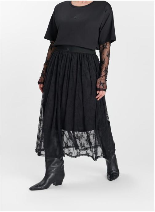 Le temps des cerises Jupes mi-longues Jupe droite MERYL Black femme noir