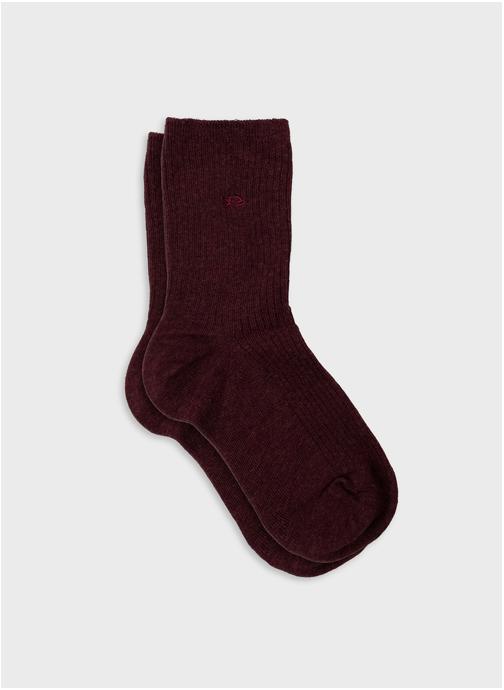 BILLYBELT Chaussettes Unies côtelées femme bordeaux