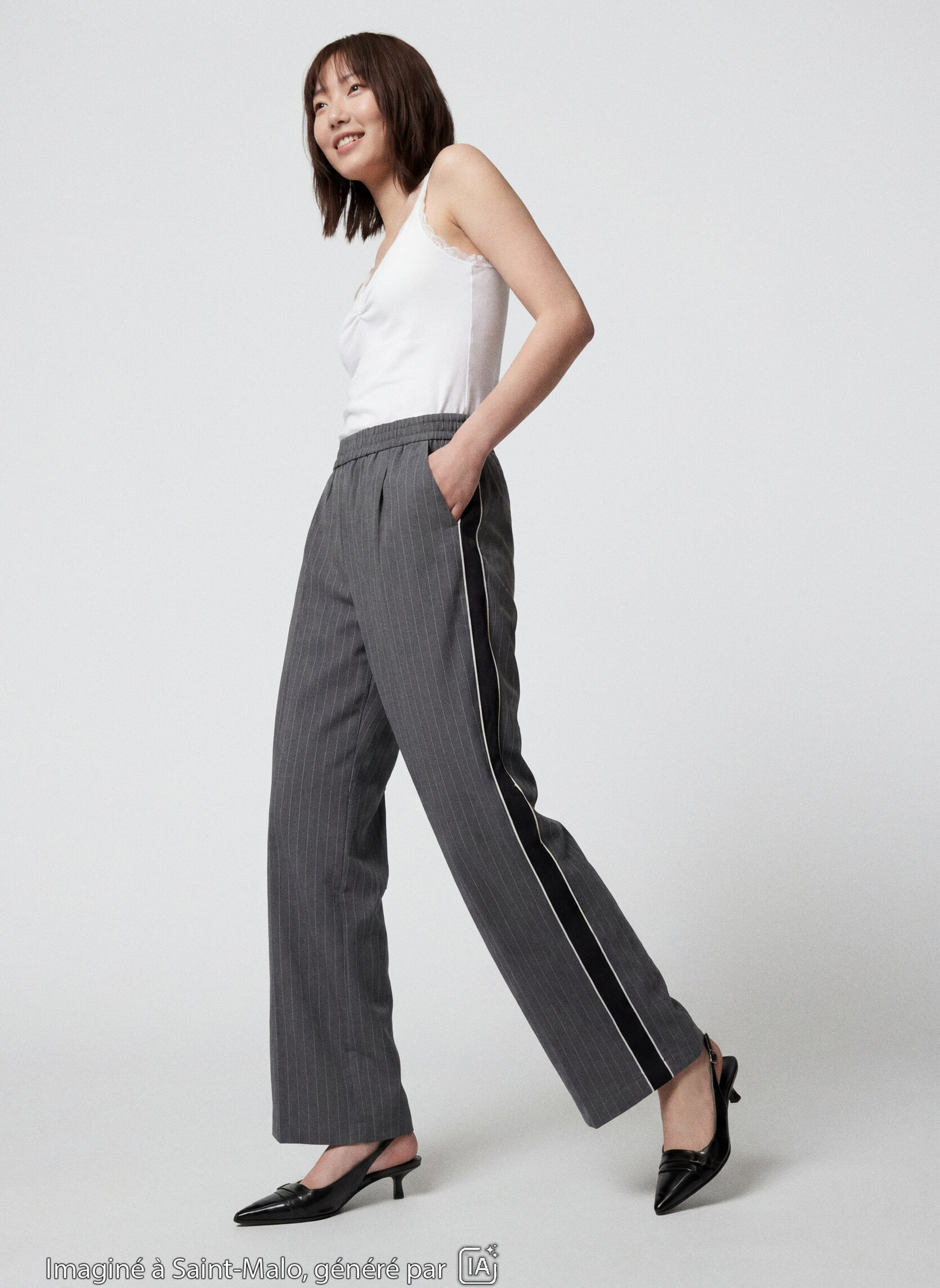 Pantalons JSTRIPESPORT fille gris Jennyfer Pantalons JSTRIPESPORT fille gris Gris foncé