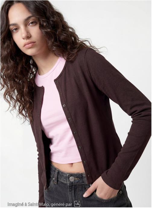 Jennyfer Tee-shirts JLRIBUTTON fille marron