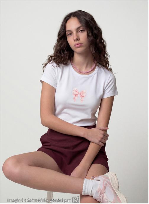 Jennyfer Tee-shirts JKBABYBOW fille blanc