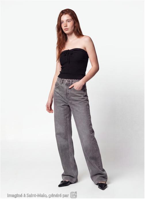 Jennyfer Jeans droits TOM-STHIGH fille gris