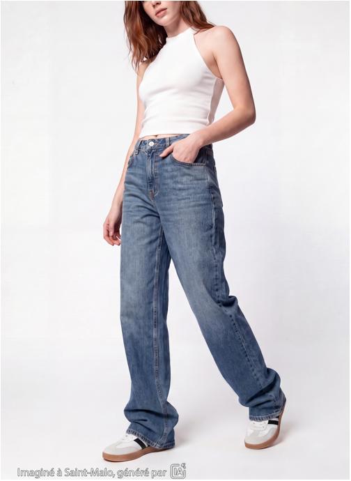Jennyfer Jeans droits TOM-STHIGH fille bleu