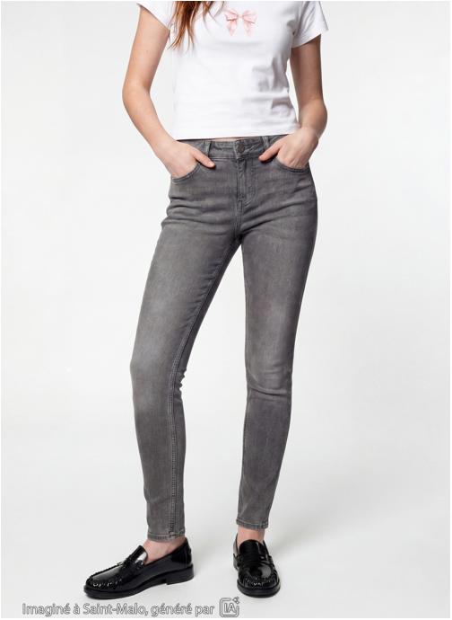Jennyfer Jeans droits ZOE-MID fille gris
