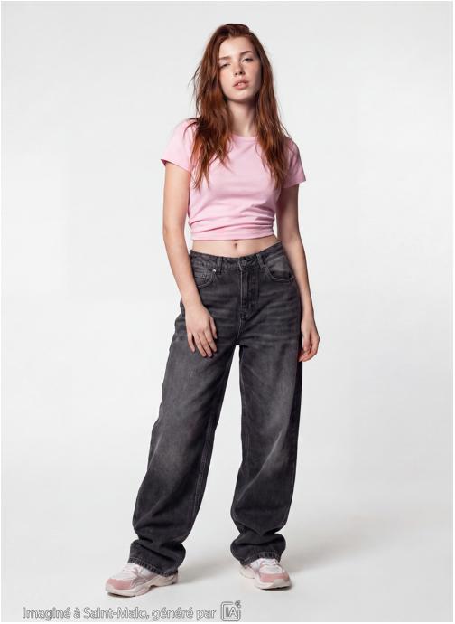 Jennyfer Jeans droits MAX-BAGLOWXL fille noir
