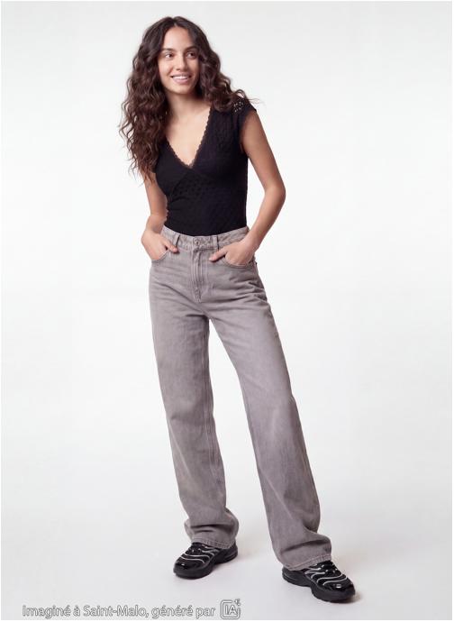 Jennyfer Jeans droits LENNY-MID fille gris