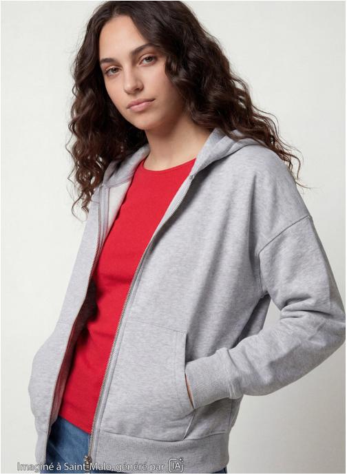 Jennyfer Sweats à capuche JLSWEAZIP fille gris