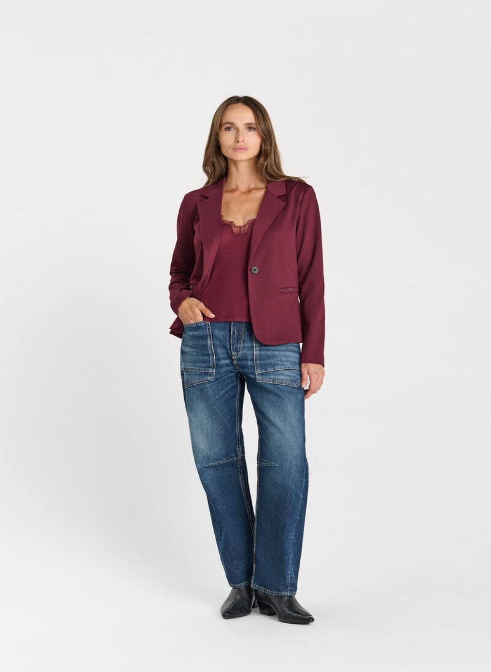 Vestes Veste LESLY Red femme rouge Le temps des cerises Vestes Veste LESLY Red femme rouge Rouge