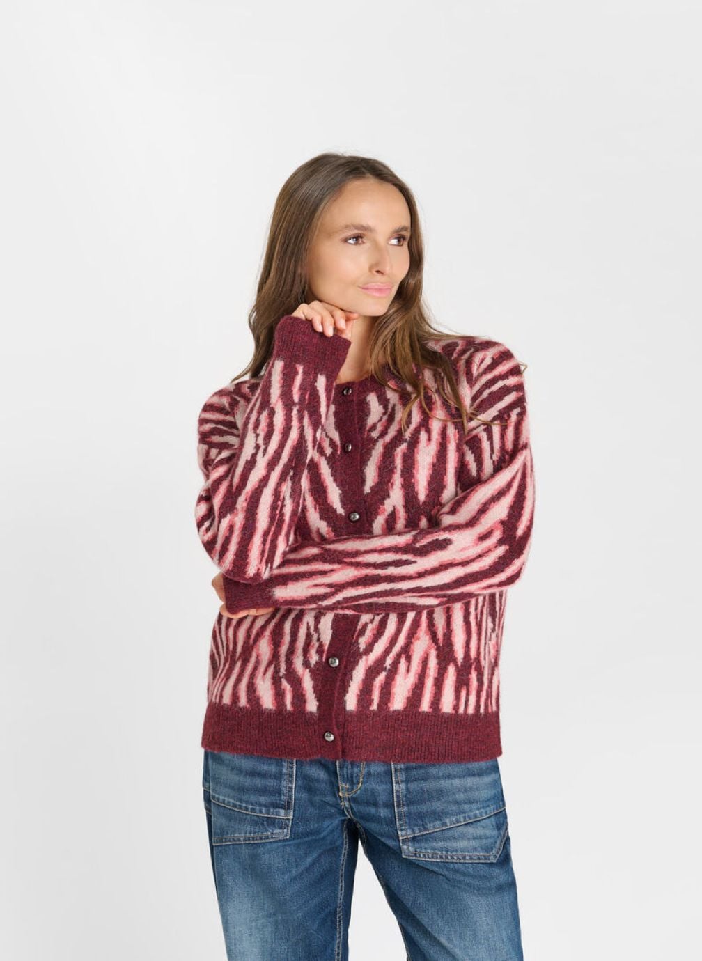 Gilets Cardigan ZEBRY Pink femme rose Le temps des cerises Gilets Cardigan ZEBRY Pink femme rose Rose