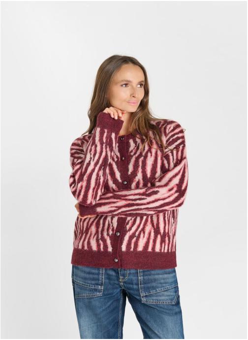 Le temps des cerises Gilets Cardigan ZEBRY Pink femme rose