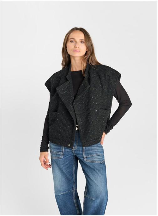 Le temps des cerises Vestes de costume Veste sans manches FUNI Black femme noir