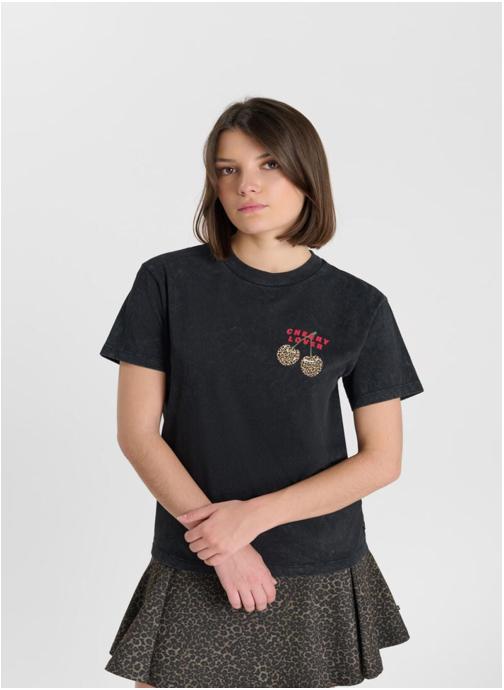 Le temps des cerises Tee-shirts Tee-Shirt ROCKYGI Black fille noir