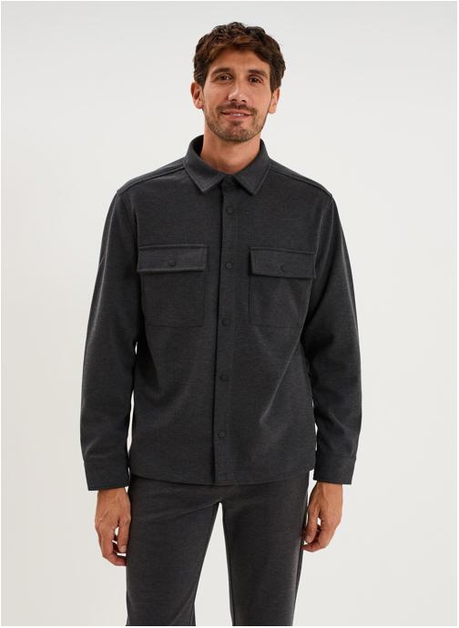 La Halle Chemises LHC1SHIRTWILLBRUSH homme gris