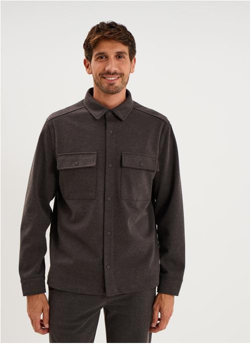 La Halle Chemises LHC1SHIRTWILLBRUSH homme marron