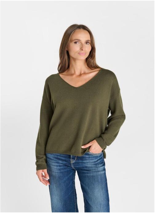 Le temps des cerises Pulls Pull TINGA Khaki femme vert