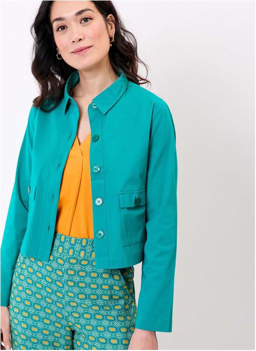 Princesse Nomade Vestes de costume Veste courte coton stretch ALINE femme bleu