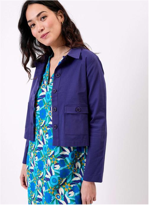 Princesse Nomade Vestes de costume Veste courte coton stretch ALINE femme bleu
