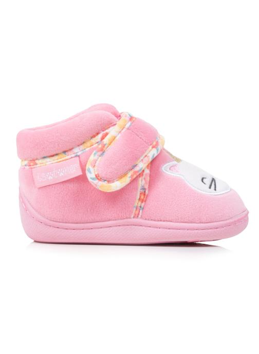 Isotoner Chaussons Chaussons Bottillons scratch Bébé Velours Rose fille rose